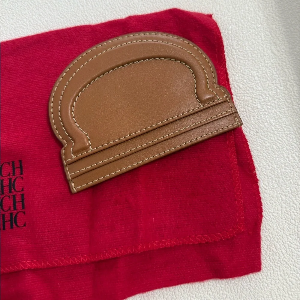 NWOT Carolina Herrera Mini Brown Color Hand Craft Card Case/Coin Pouch - Picture 3 of 5